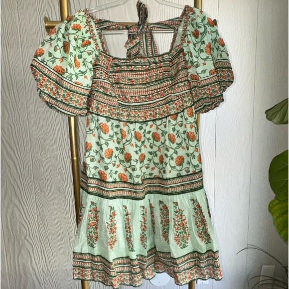 NEW Celina Moon Frankie Mini Dress - Sage Green Vines -bow back, marigolds - Picture 5 of 10